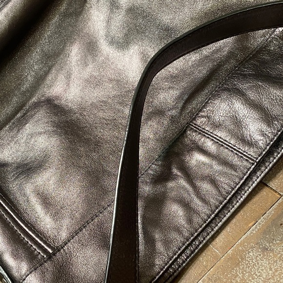 Coach Metallic Shoulder Bag In Dark Silver/Grey. - Picture 10 of 14